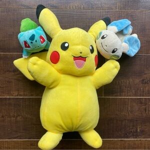 Pokémon Plushies Lot: Minun Poke Plush, Balbasaur & Lights and Sounds Pikachu